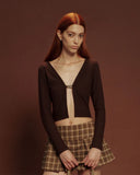TRUE - Rib Cropped Cardigan - Brown