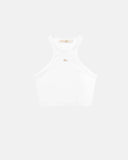 SIGNATURE RIBBED CROP TANK - WHITE