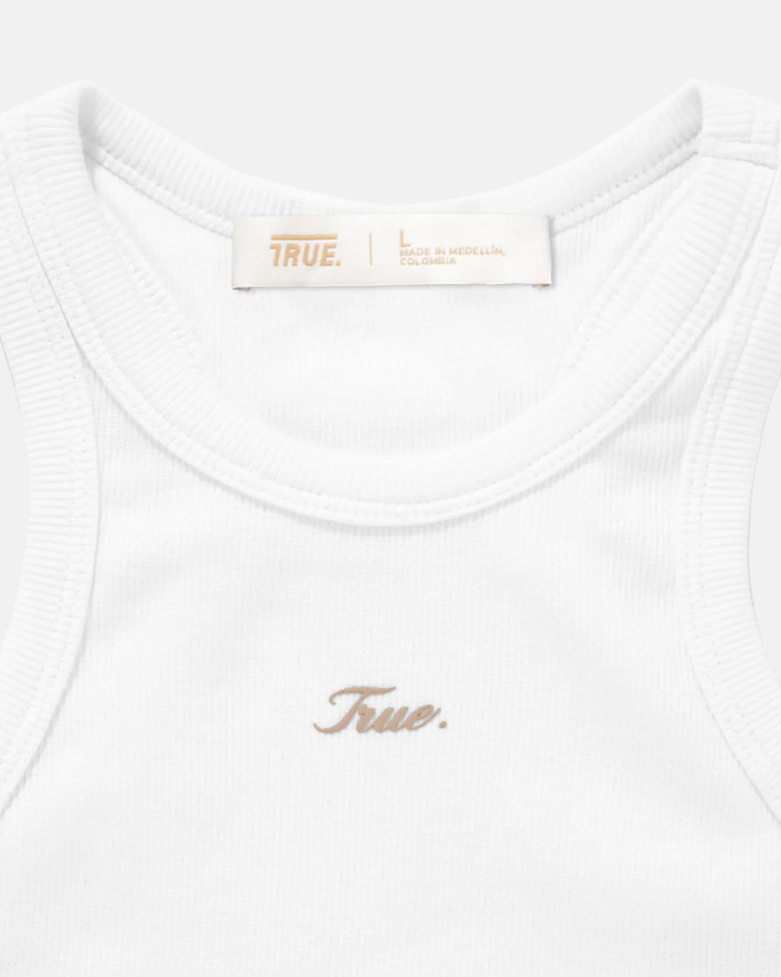 SIGNATURE RIBBED CROP TANK - WHITE