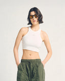 SIGNATURE RIBBED CROP TANK - WHITE