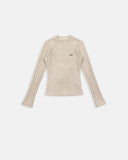 True Slim Ribbed Long Sleeve Washed Cream