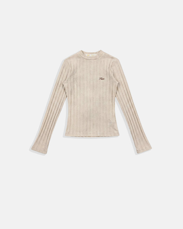 TRUE - Slim Ribbed Long Sleeve - Washed Cream