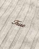 True Slim Ribbed Long Sleeve Washed Cream