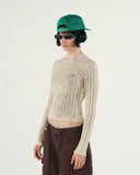 True Slim Ribbed Long Sleeve Washed Cream