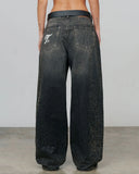 TRUE - Starry Wide Leg Jeans - Negro