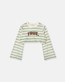 TRUE - Texture Wide Sleeve Crop Top Cream