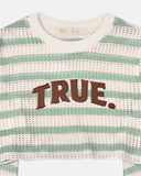 TRUE - Texture Wide Sleeve Crop Top Cream