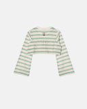 TRUE - Texture Wide Sleeve Crop Top Cream