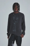 UNDERGOLD - Crewneck Act 1 Cross Slim Fit Knitted - Vintage Gray