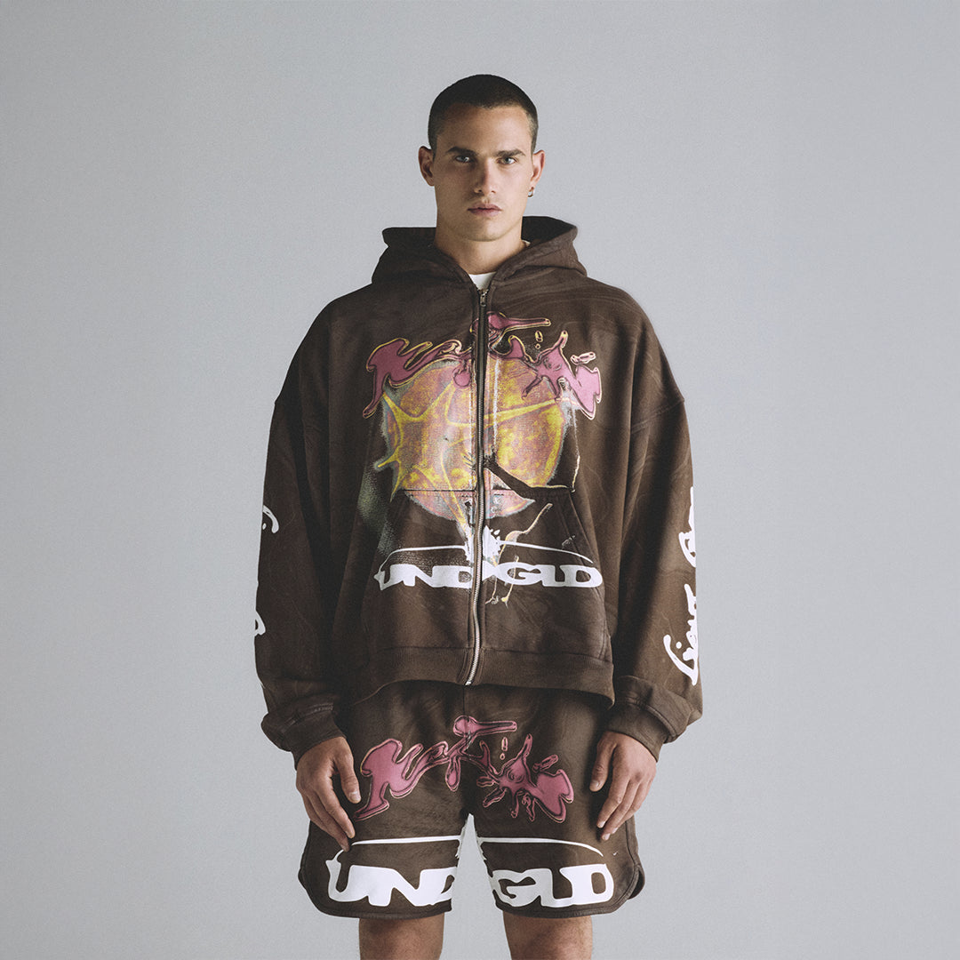 UNDERGOLD HELIOS SUN ZIP UP HOODIE OIL BROWN
