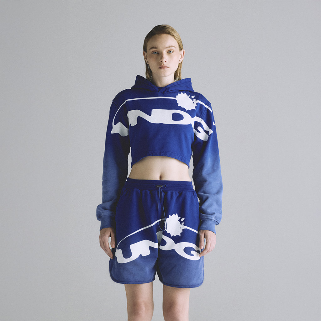 UNDERGOLD HELIOS SLIM FIT CROPPED HOODIE ELECTRIC BLUE
