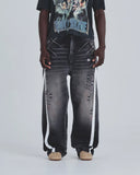 Undergold Holy State Stripe Wide Jeans Ash Black