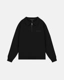 Undergold Hoodie Line Knit Zip Up Long Sleeve Polo Shirt Black