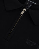 Undergold Hoodie Line Knit Zip Up Long Sleeve Polo Shirt Black