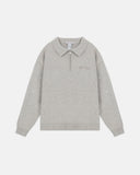 Undergold Hoodie Line Knit Zip Up Long Sleeve Polo Shirt Seed Gray