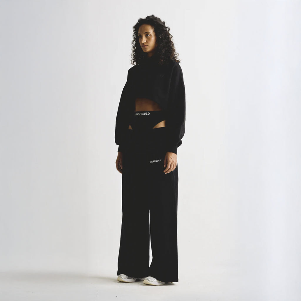 UNDERGOLD LINE LOGO CROPPED HOODIE BLACK