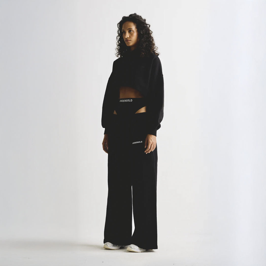 UNDERGOLD LINE LOGO CROPPED HOODIE BLACK