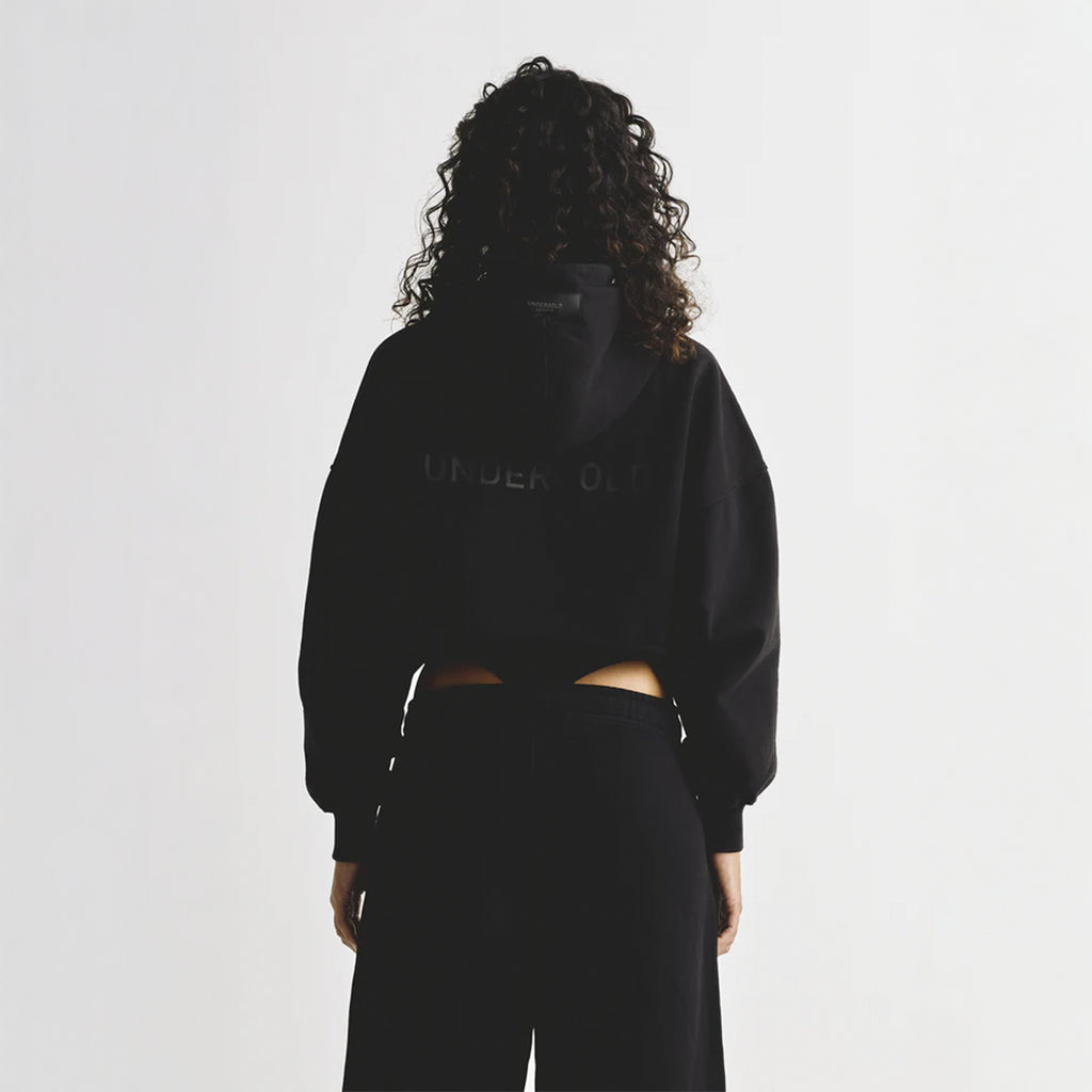 UNDERGOLD LINE LOGO CROPPED HOODIE BLACK