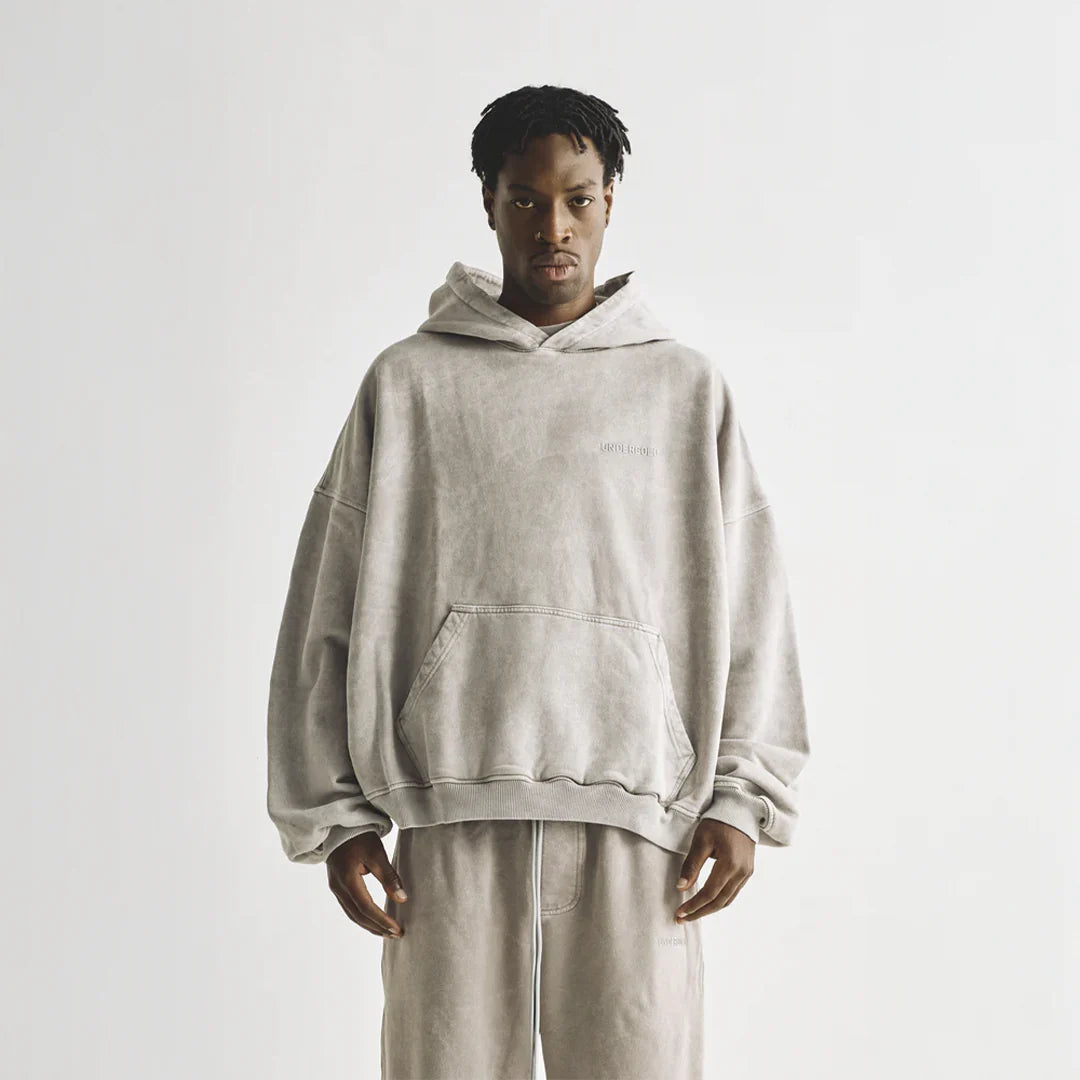UNDERGOLD LINE LOGO HOODIE WASHED GRAY