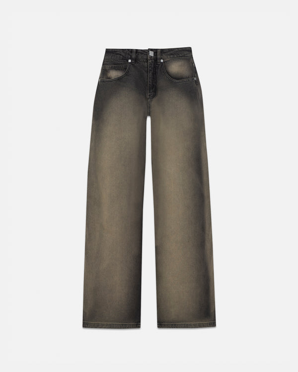 UNDERGOLD - Pants W Line Basic Wide Jeans - Dirty Black
