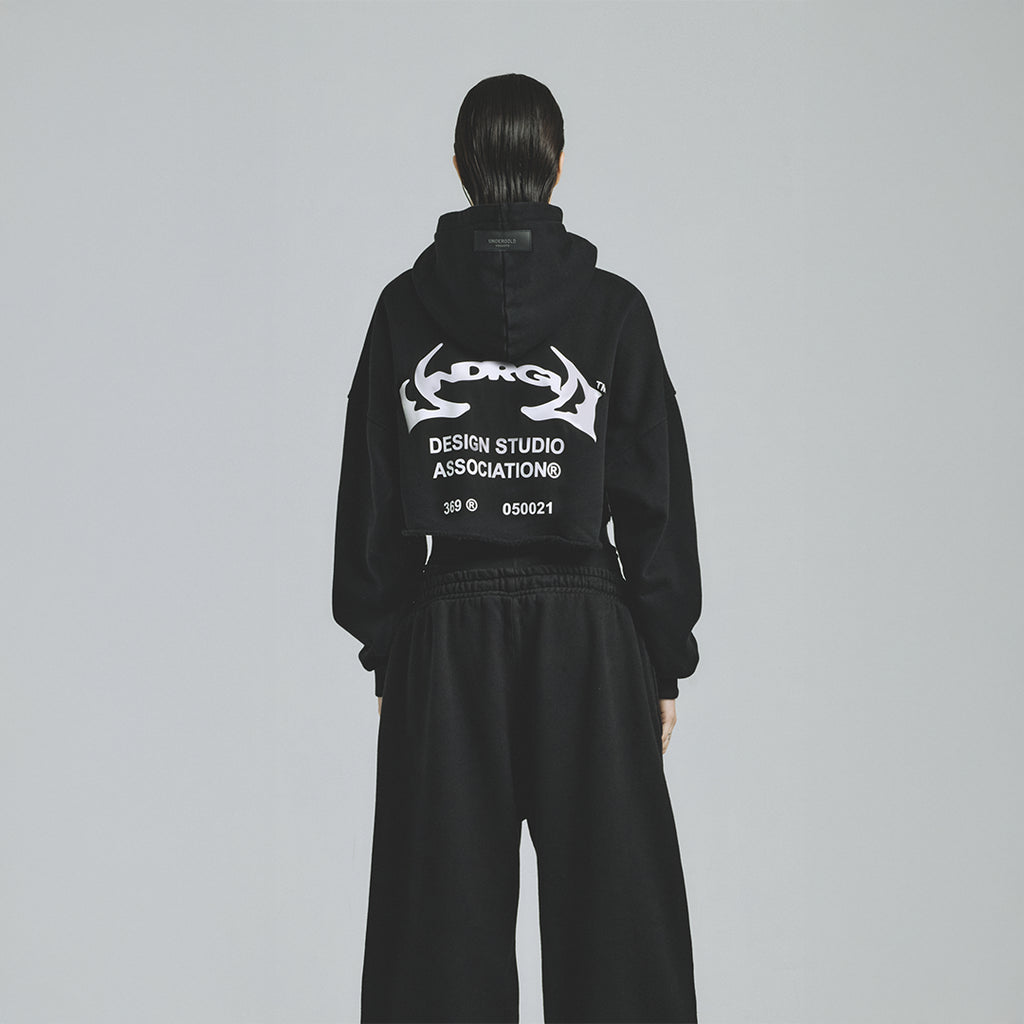UNDERGOLD THUNDER RIDER BASIC CROPPED HOODIE BLACK
